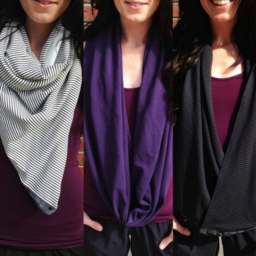 Lululemon Vinyasa Scarf - Black / Black and Grey Stripe